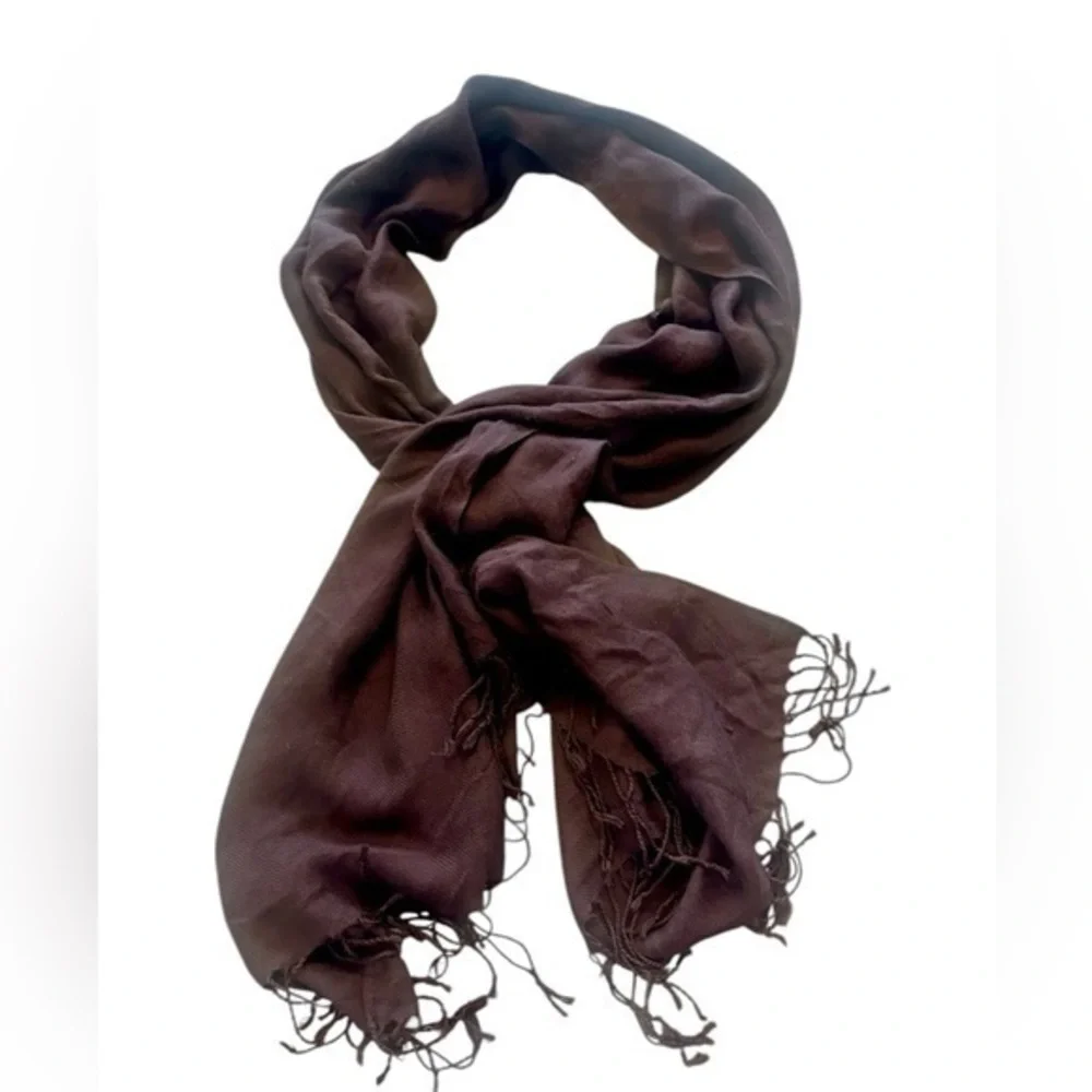 Womens Soft Fringe Scarf - Dark Eggplant